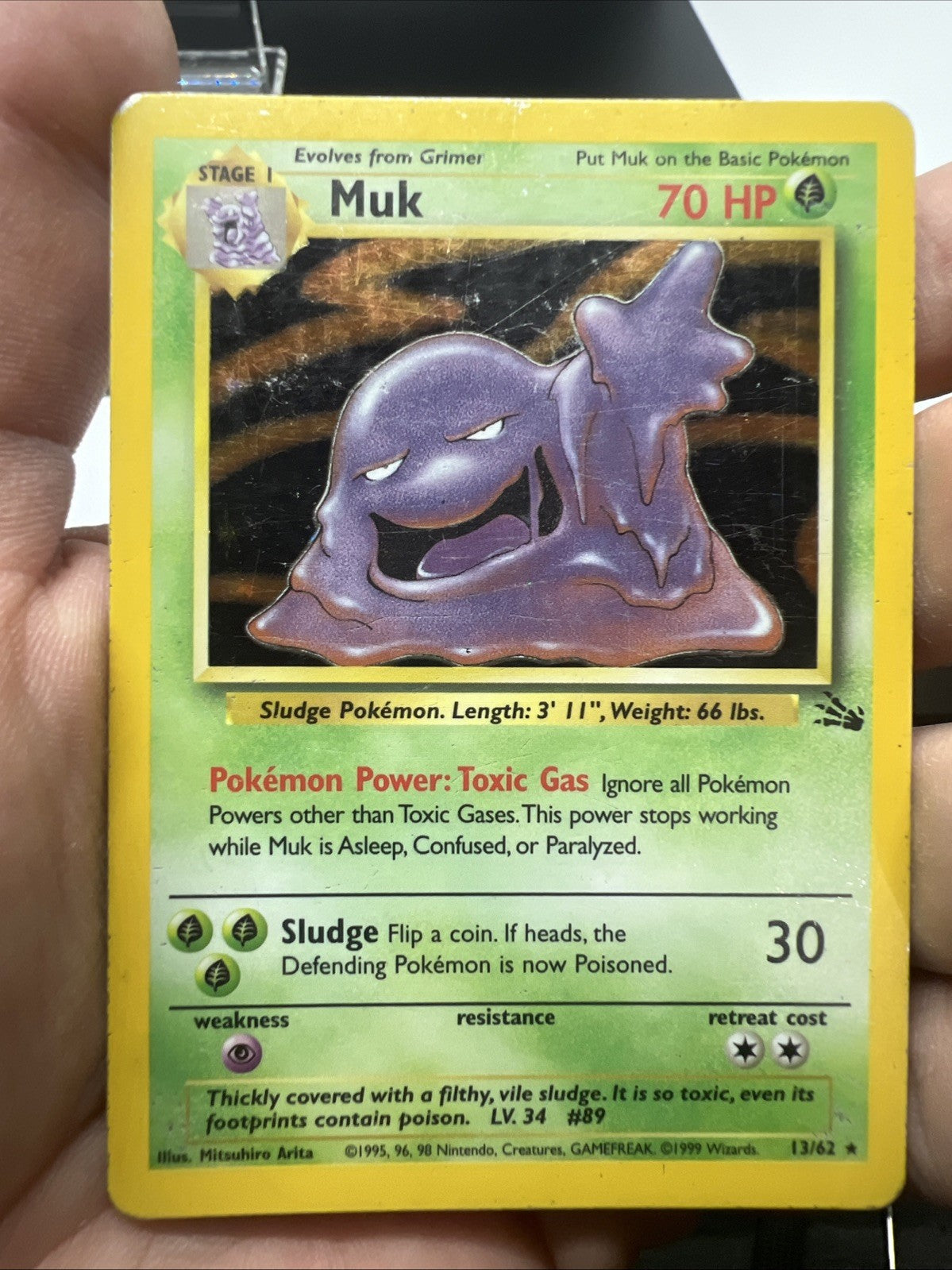Pokemon Muk 13/62 – Fossil – Holo Rare – Heavy Play (B)