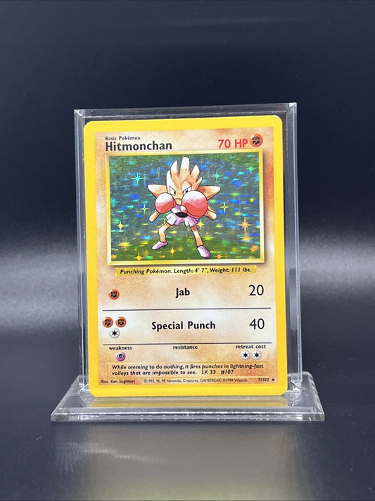 Pokemon Hitmonchan 007/102 Base Set Holo - HEAVY PLAY