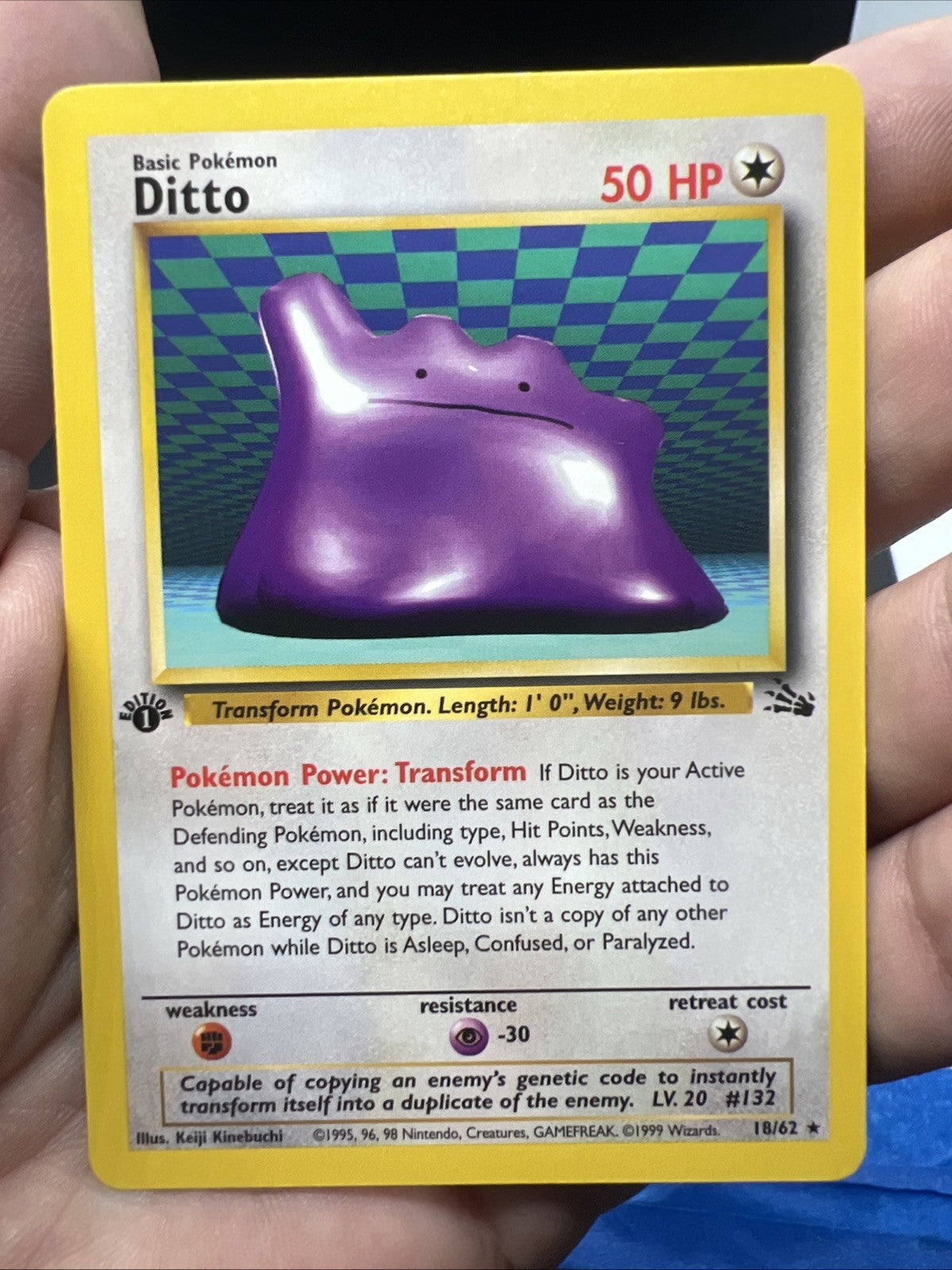 Pokemon Ditto 1st Edition 18/62 Fossil Rare Non Holo - MOD PLAY
