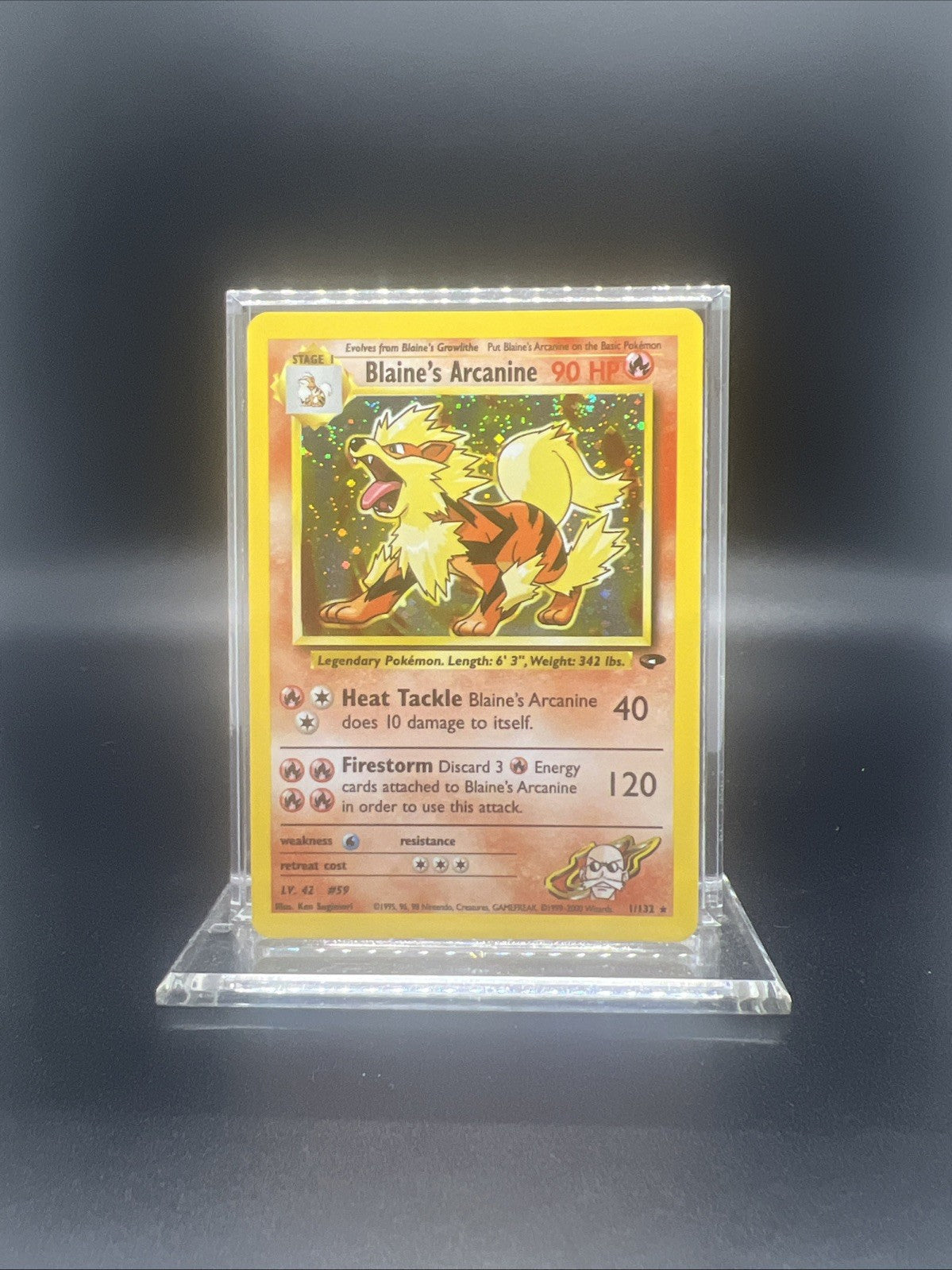 Pokemon Blaine's Arcanine 1/132 Gym Challenge Holo - LIGHT PLAY