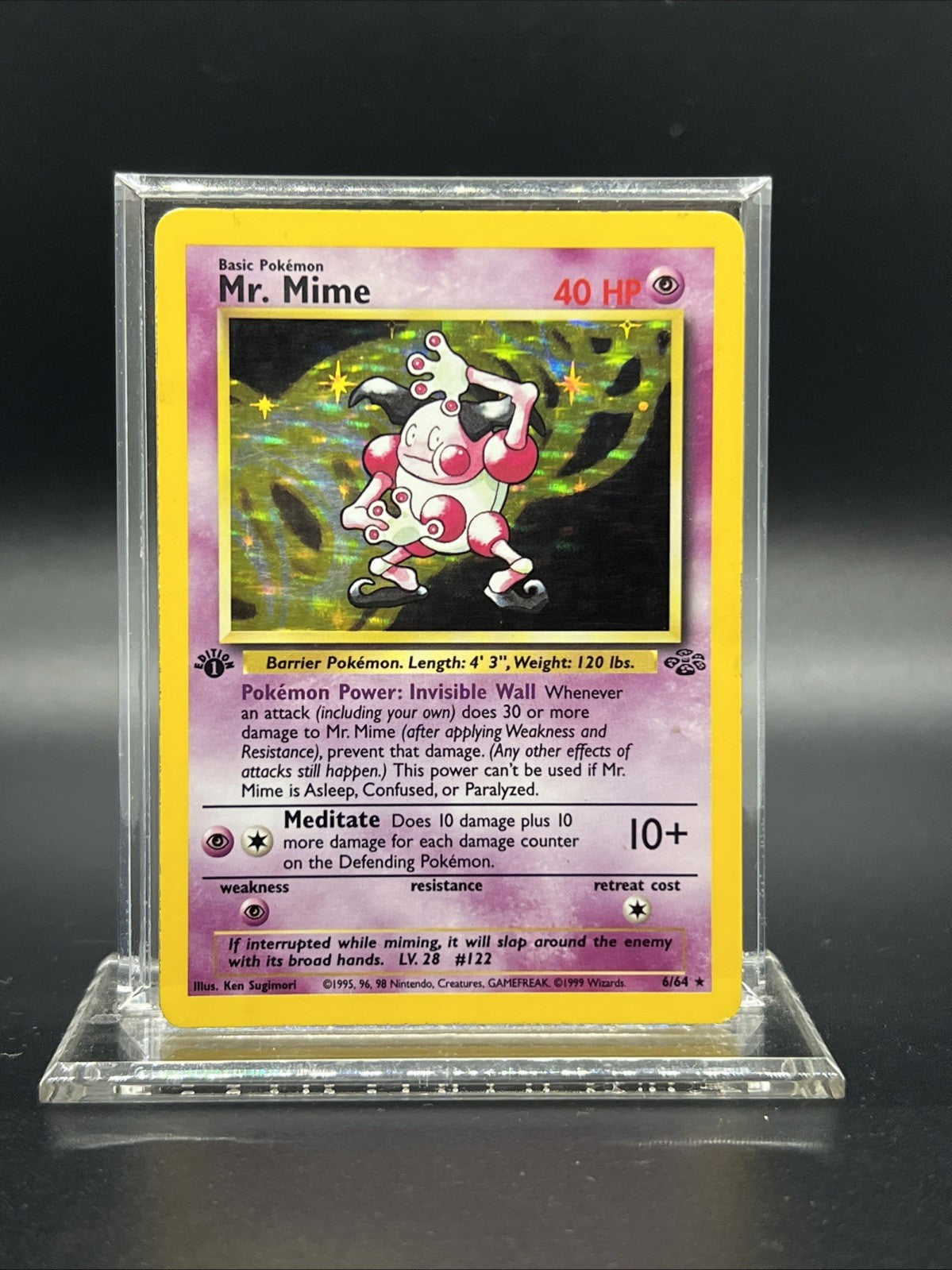 Pokemon Mr. Mime 1st Edition 06/64 Jungle Holo - HEAVY PLAY