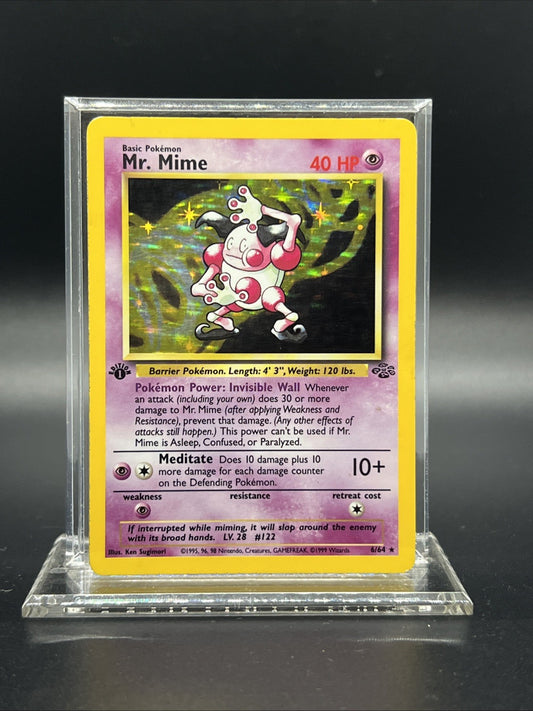 Pokemon Mr. Mime 1st Edition 06/64 Jungle Holo - HEAVY PLAY