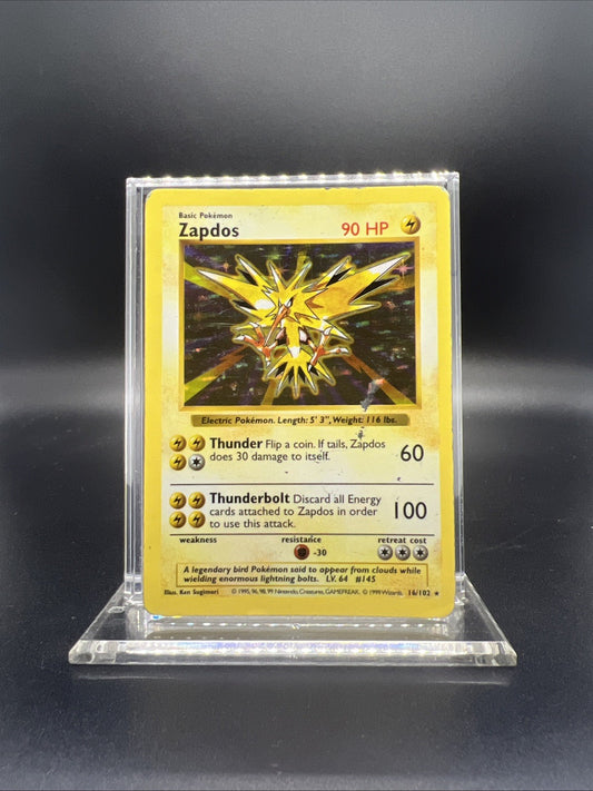 Pokemon Zapdos 016/102 Base Set (Shadowless) - HEAVY PLAY