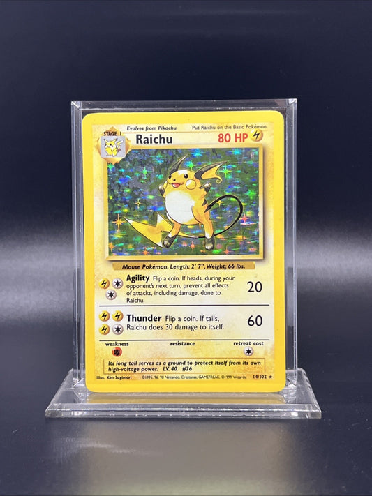 Pokemon Raichu 014/102 Base Set Holo - HEAVY PLAY (B)