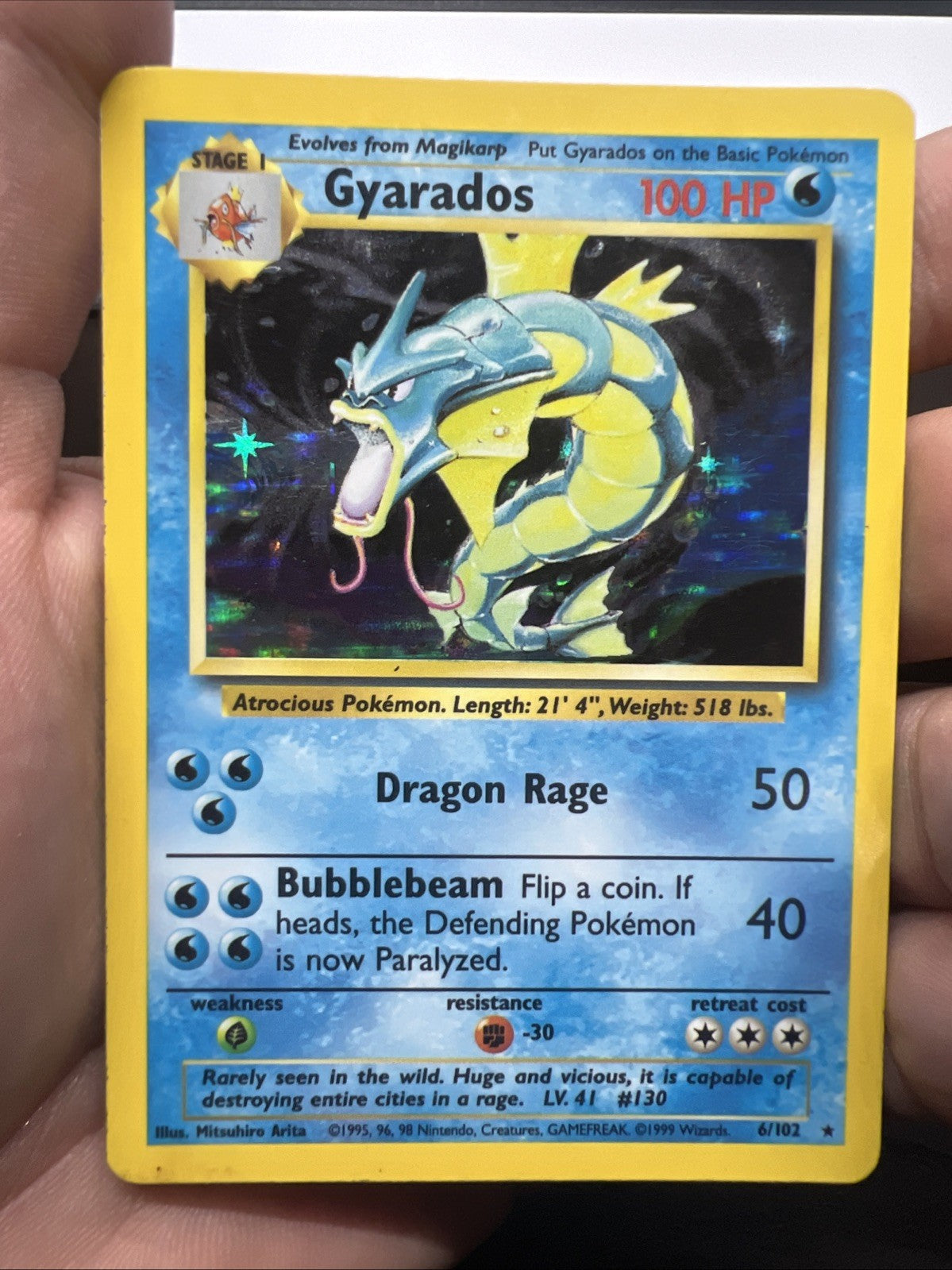 Pokemon Gyarados 006/102 Base Set Holo - HEAVY PLAY