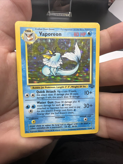 Pokemon Vaporeon 12/64 Jungle Holo - HEAVY PLAY (B)