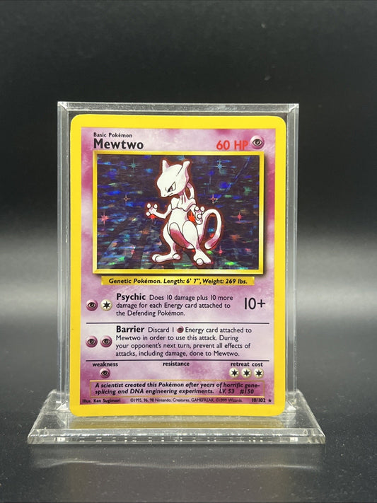 Mewtwo 10/102 Base Set Holo - HEAVY PLAY (B) - Pokemon