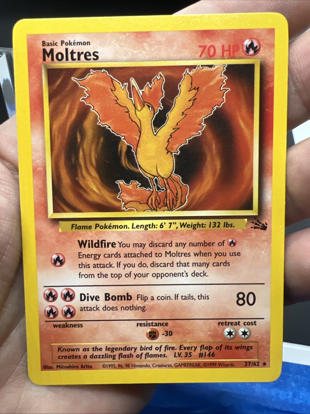 Pokemon Moltres 27/62 Fossil Rare Non Holo - MOD PLAY