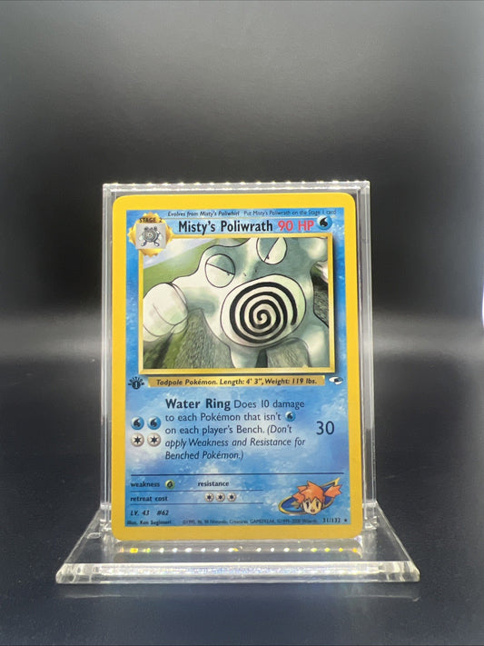 Pokemon Misty's Poliwrath 1st Edition 031/132 Gym Heroes Rare - LIGHT PLAY
