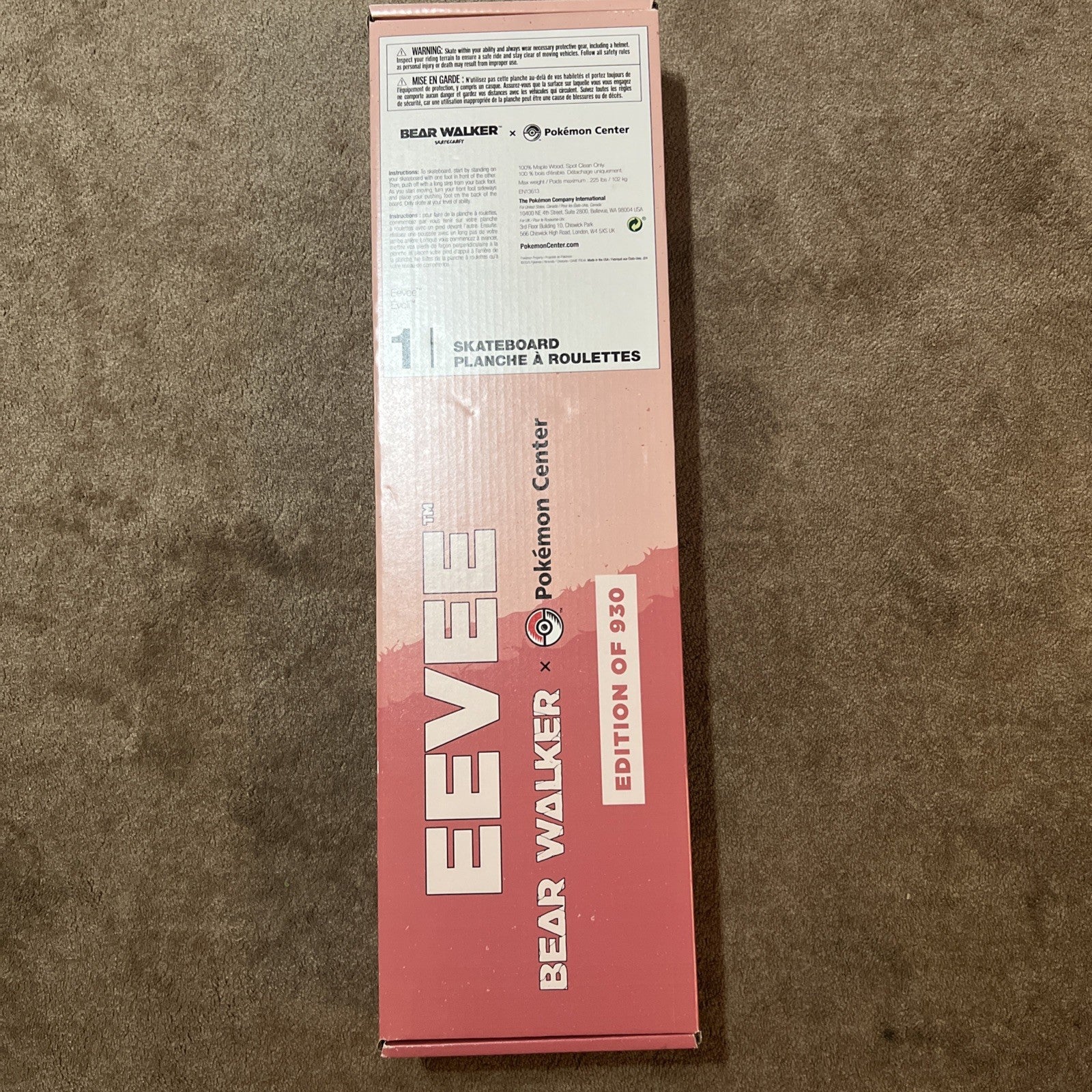 Pokemon Center x Bear Walker Exclusive Eevee Skateboard Factory Sealed