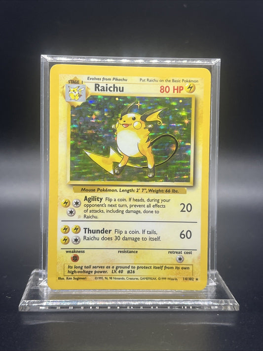 Pokemon Raichu 014/102 – Base Set – Holo Rare – Moderate Play