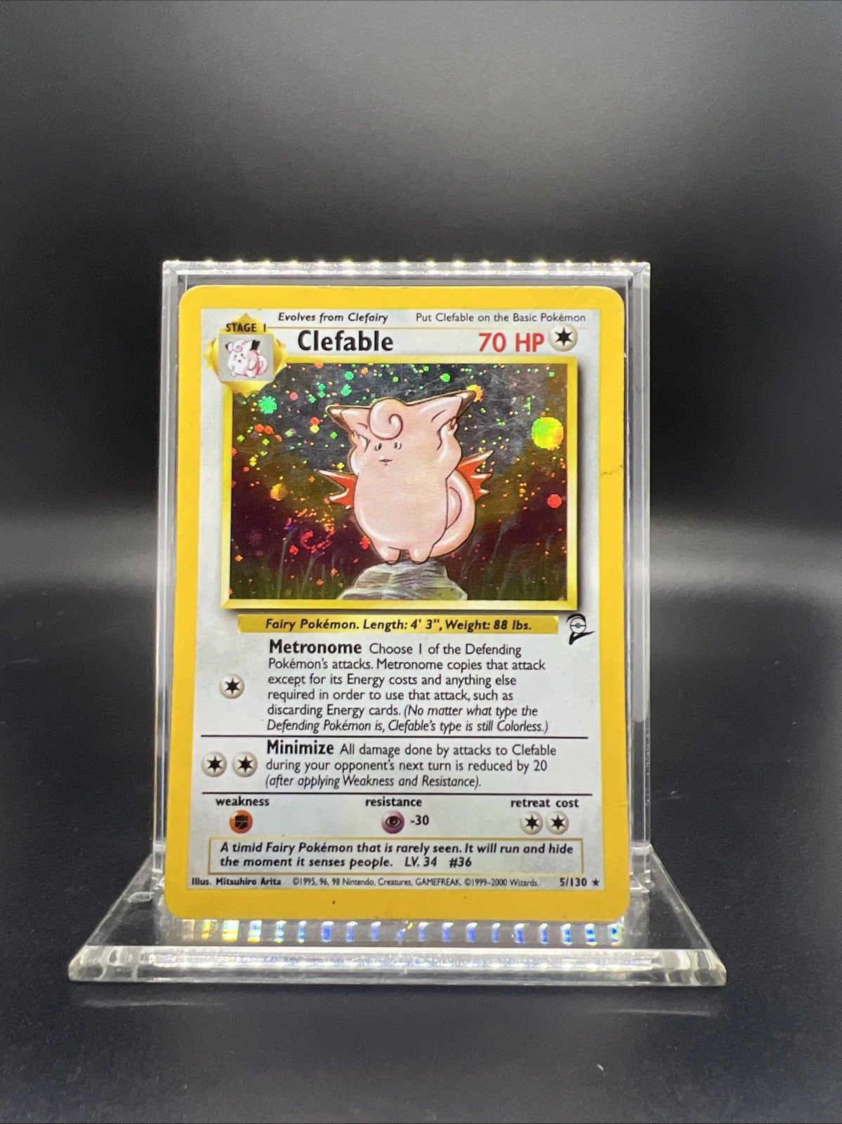 Pokemon Clefable 005/130 Base Set 2 Holo - HEAVY PLAY