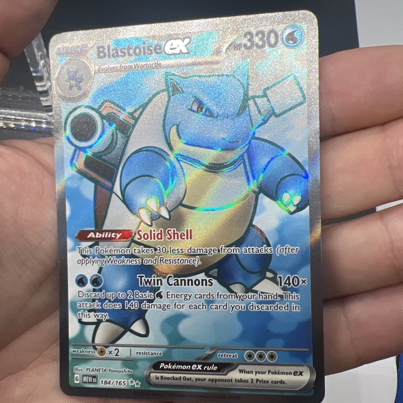 Pokemon Blastoise ex 184/165 Scarlet & Violet 151 Holo - LIGHT PLAY
