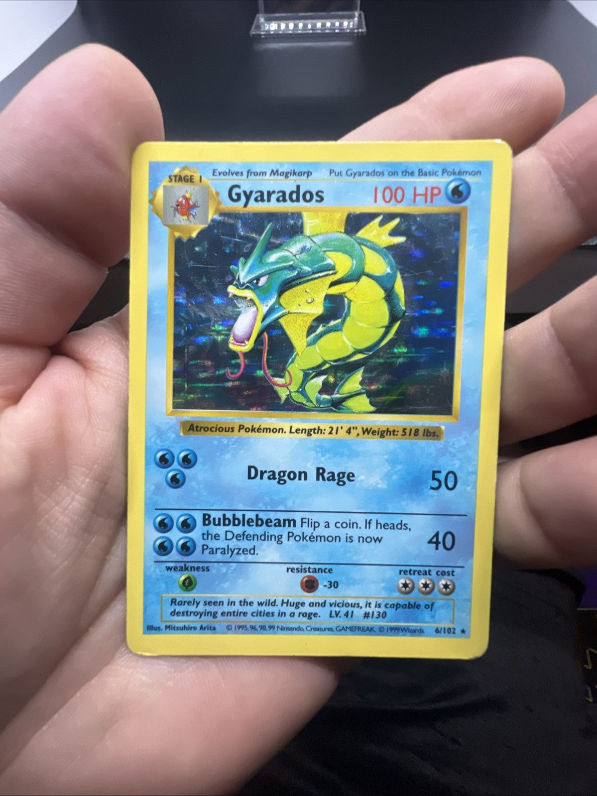 Pokemon Gyarados 006/102 Base Set (Shadowless) Holo - HEAVY PLAY