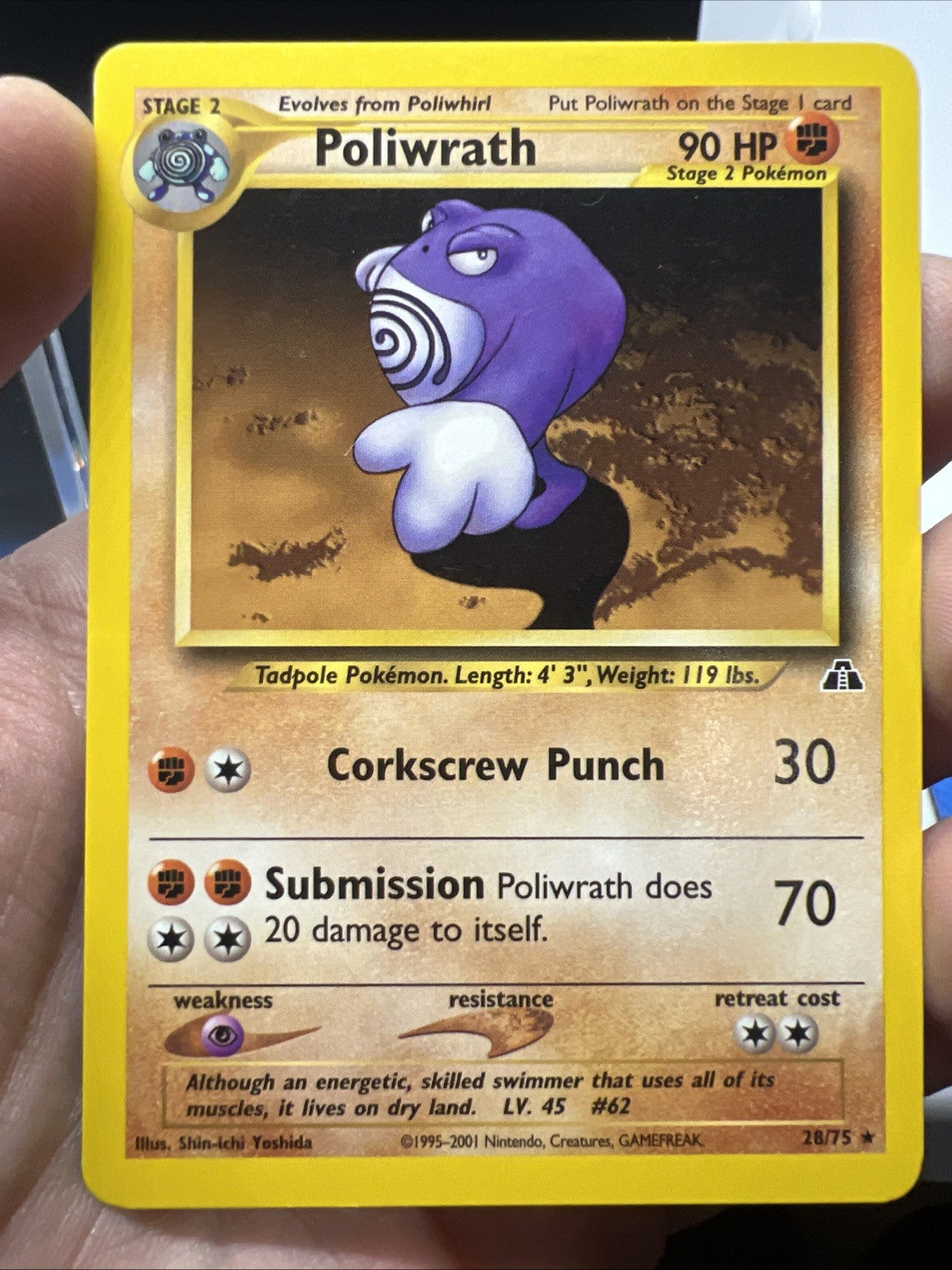 Pokemon Poliwrath 28/75 Neo Discovery Rare Non Holo - LIGHT PLAY