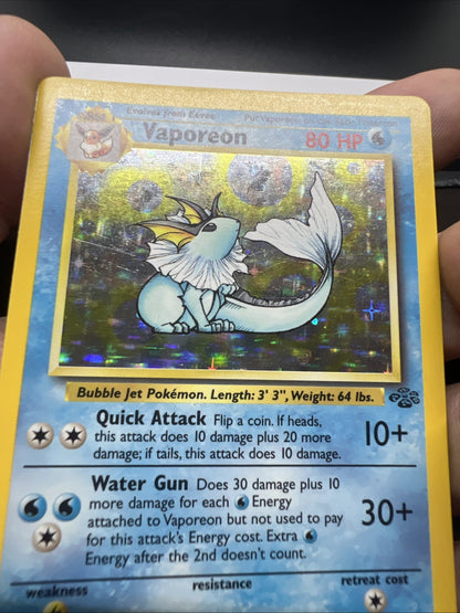 Pokemon Vaporeon 12/64 Jungle Holo - HEAVY PLAY (C)