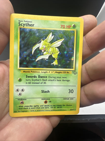 Pokemon Scyther 10/64 Jungle Holo - LIGHT PLAY