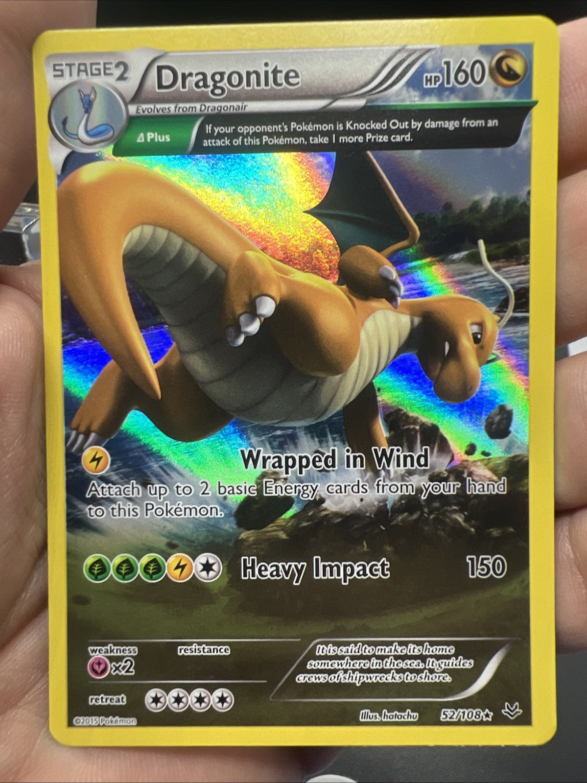 Pokemon Dragonite 52/108 Roaring Skies Holo - NEAR MINT
