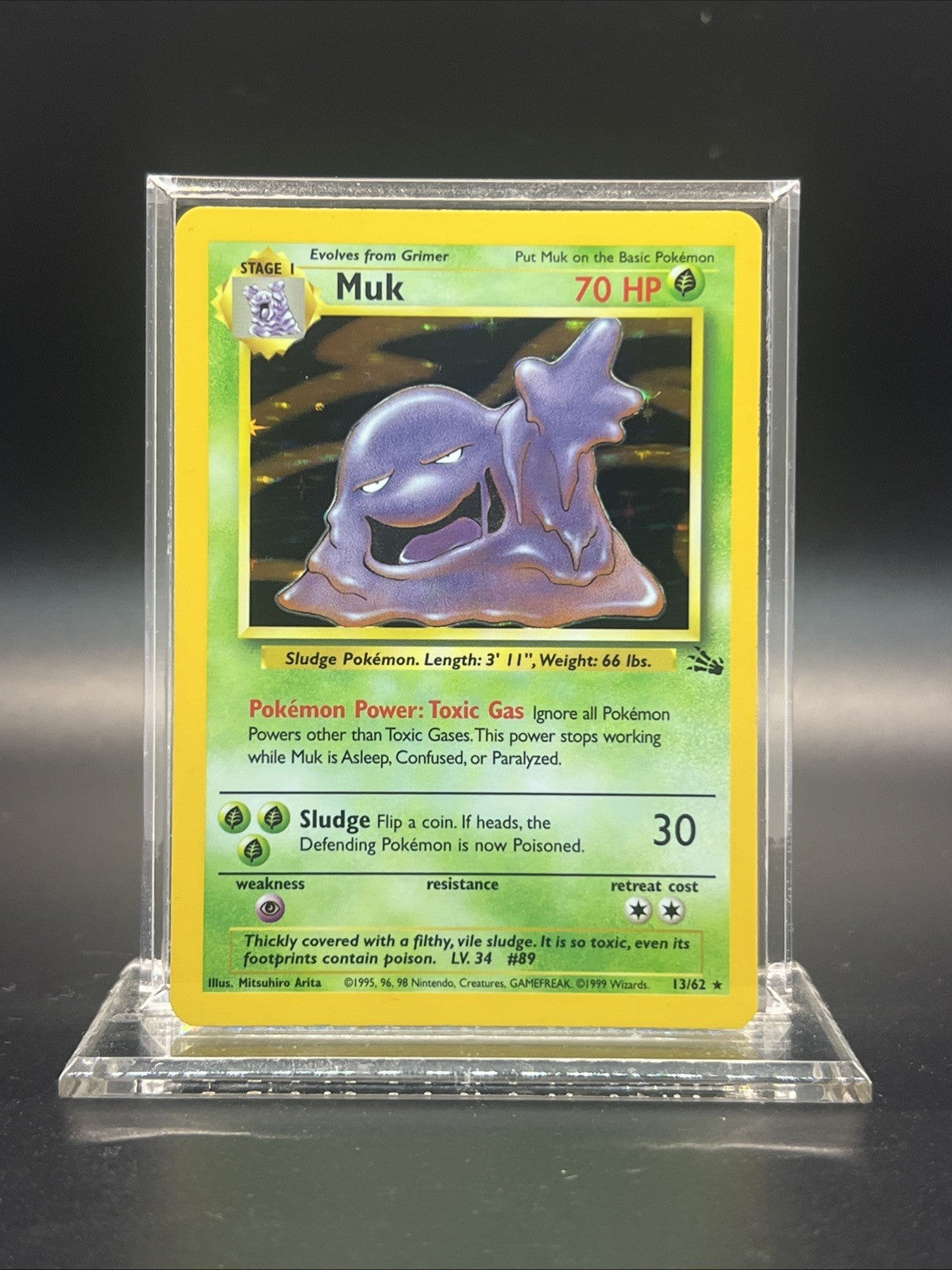 Pokemon Muk 13/62 Fossil Holo - NEAR MINT