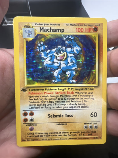 Pokemon Machamp 1st Edition Base Set 8/102 Holo - HEAVY PLAY (B)
