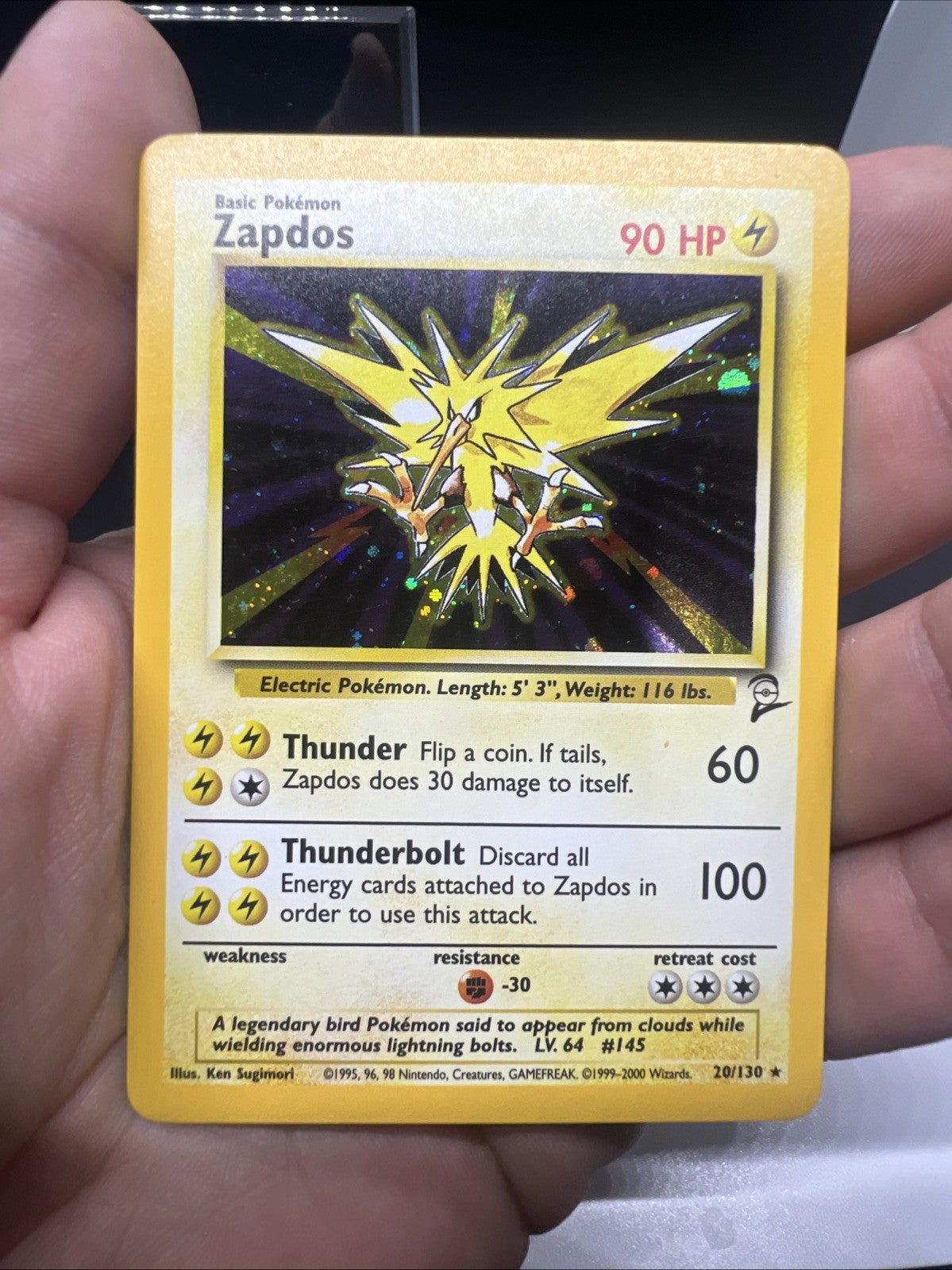 Pokemon Zapdos 020/130 Base Set 2 Holo - LIGHT PLAY