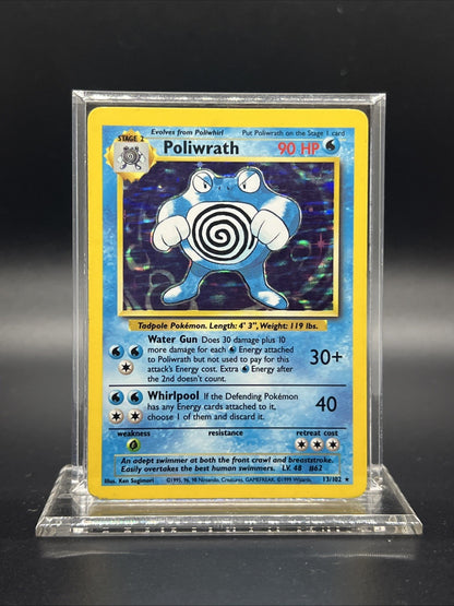 Pokemon Poliwrath Base Set 13/102 Holo - HEAVY PLAY (B)