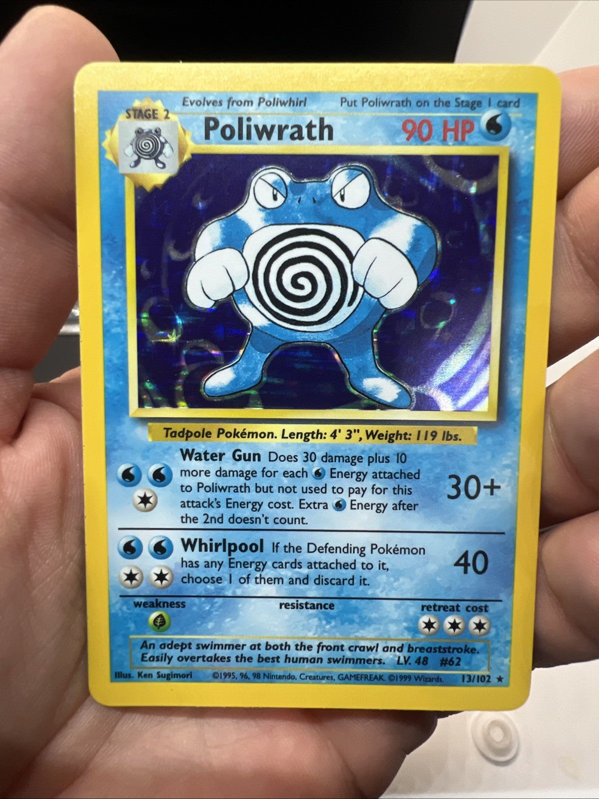 Poliwrath 013/102 – Base Set – Holo Rare – Light Play - Pokemon