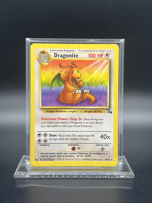 Dragonite 19/62 Fossil Non Holo - HEAVY PLAY - Pokemon