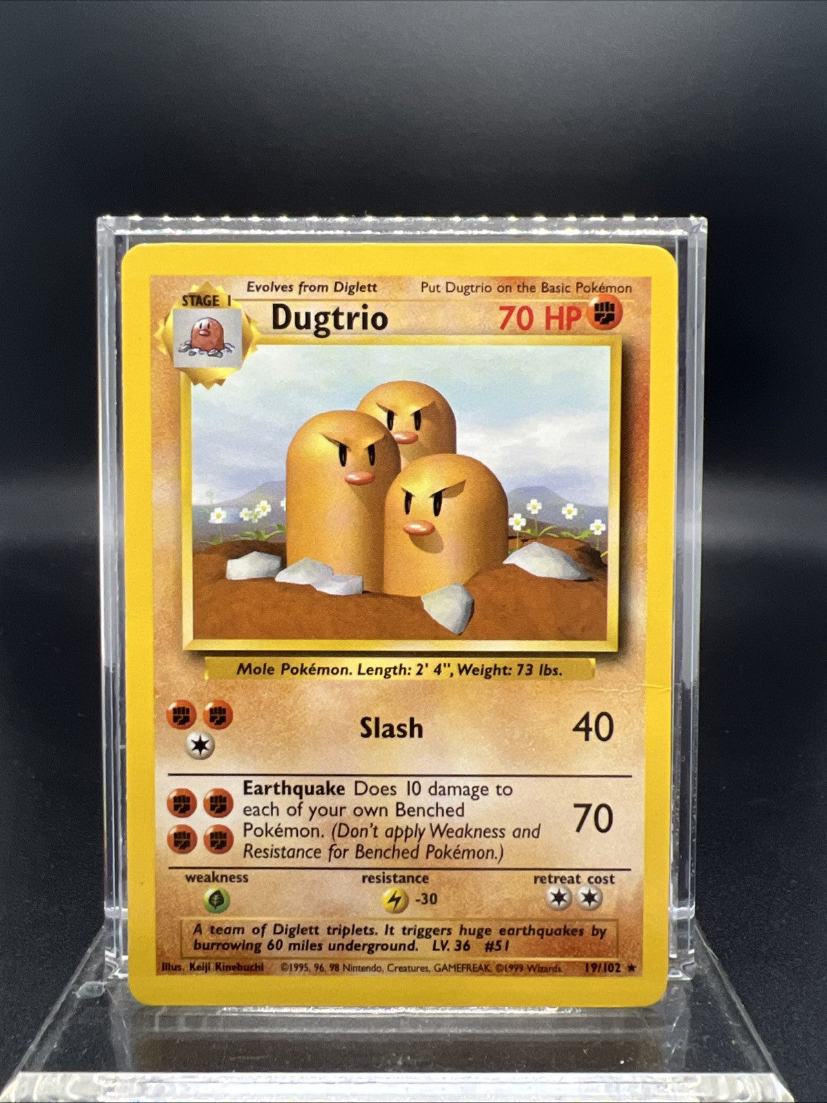 Pokemon Dugtrio 019/102 Base Set Rare Non Holo - NEAR MINT