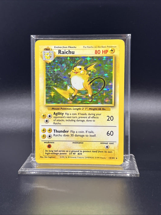 Pokemon Raichu 014/102 Base Set Holo - HEAVY PLAY (C)