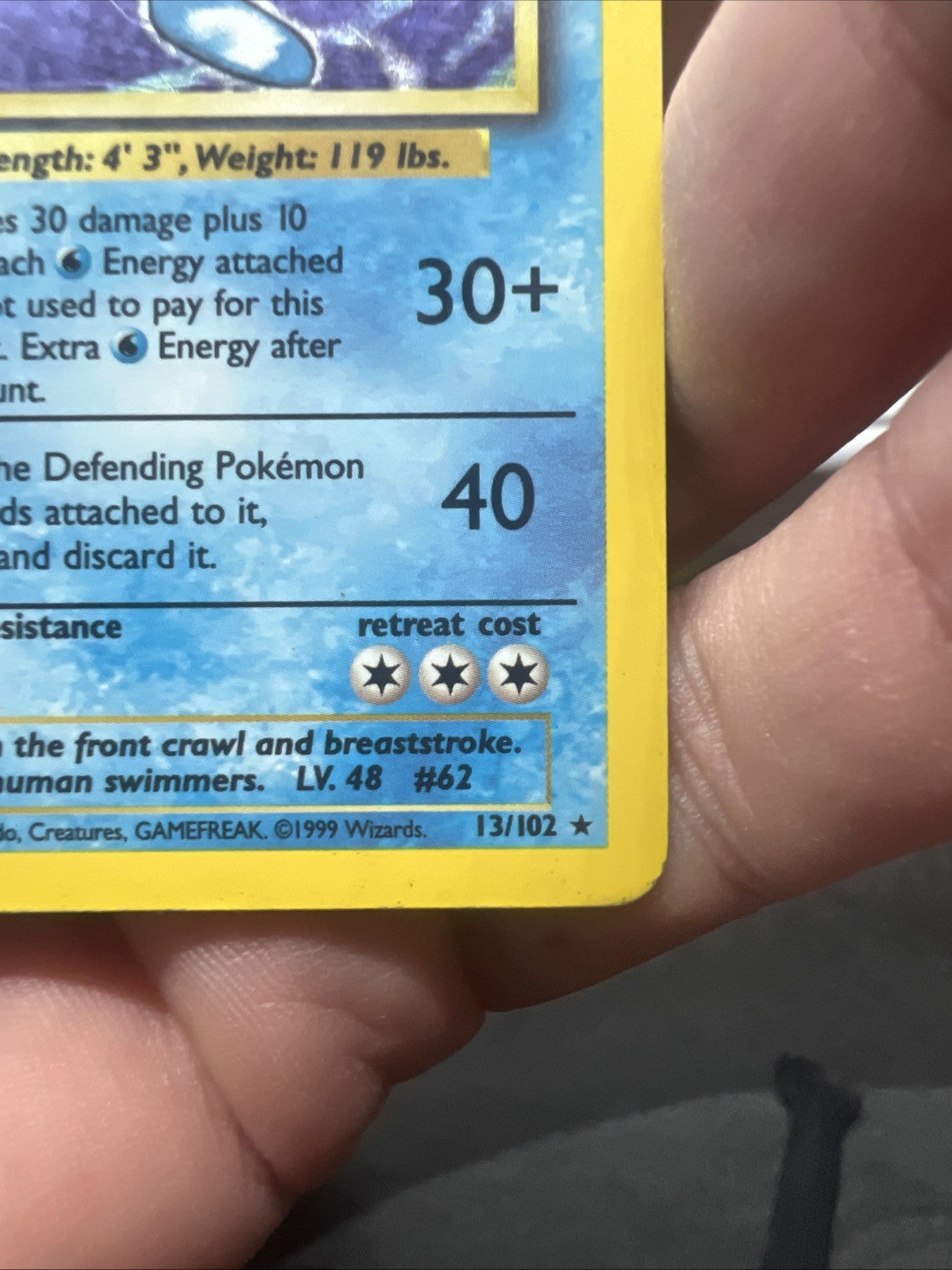 Pokemon Poliwrath Base Set 13/102 Holo - HEAVY PLAY (B)