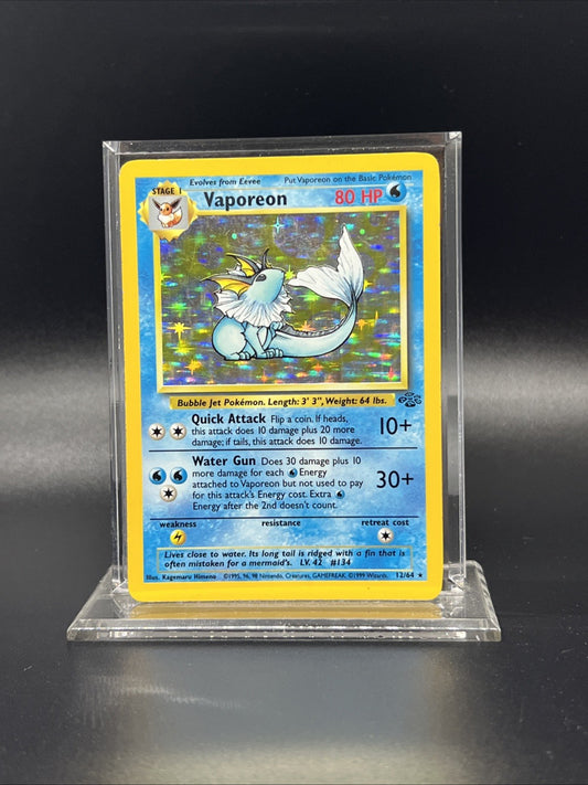 Pokemon Vaporeon 12/64 Jungle Holo - HEAVY PLAY (A)