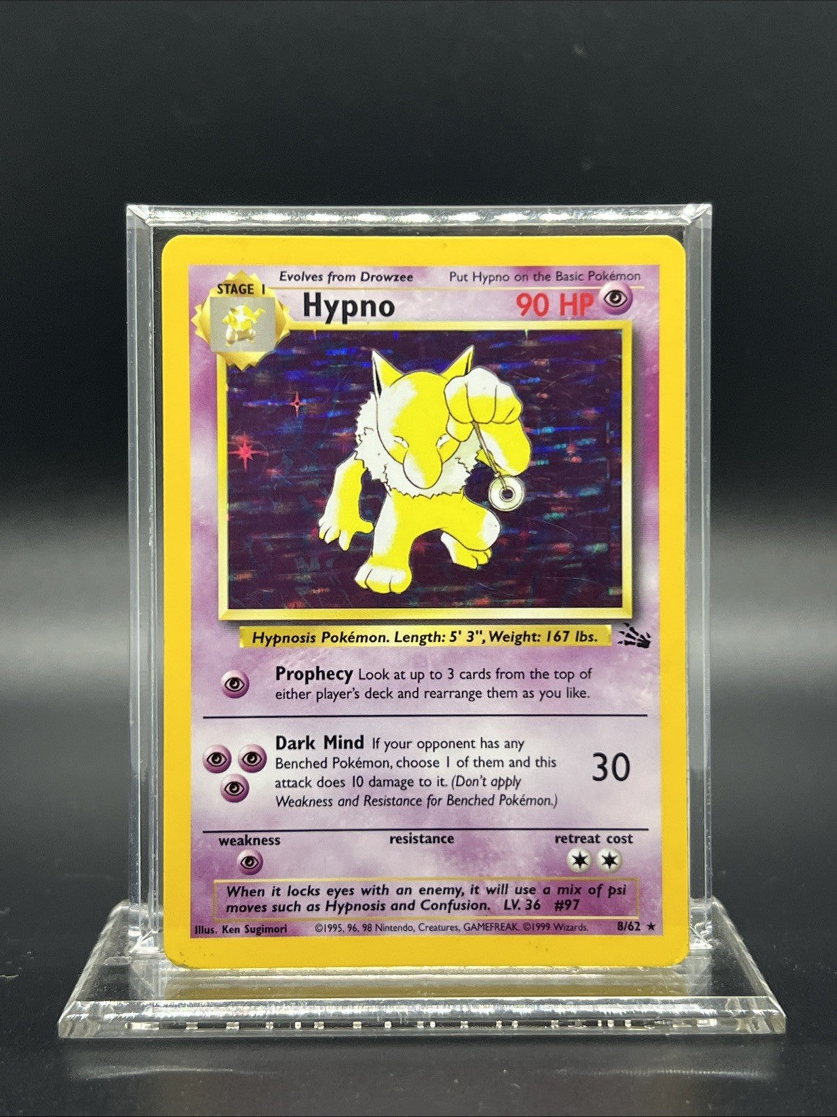 Pokemon Hypno 8/62 – Fossil – Holo Rare – Heavy Play