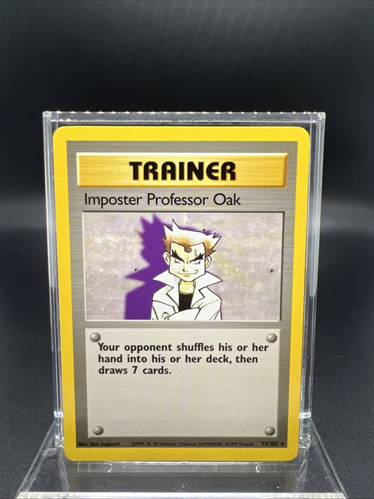 Pokemon Imposter Professor Oak 073/102 Base Set Rare Non Holo - LIGHT PLAY