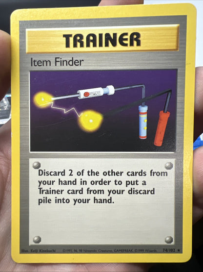 Pokemon Item Finder 074/102 Base Set Rare Non Holo - HEAVY PLAY