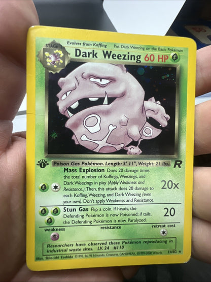 Pokemon Dark Weezing 1st Edition 14/82 – Team Rocket – Holo Rare – Heavy Play