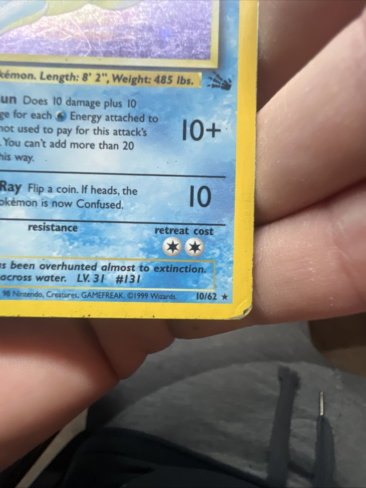 Pokemon Lapras 10/62 – Fossil – Holo Rare – Heavy Play (B)