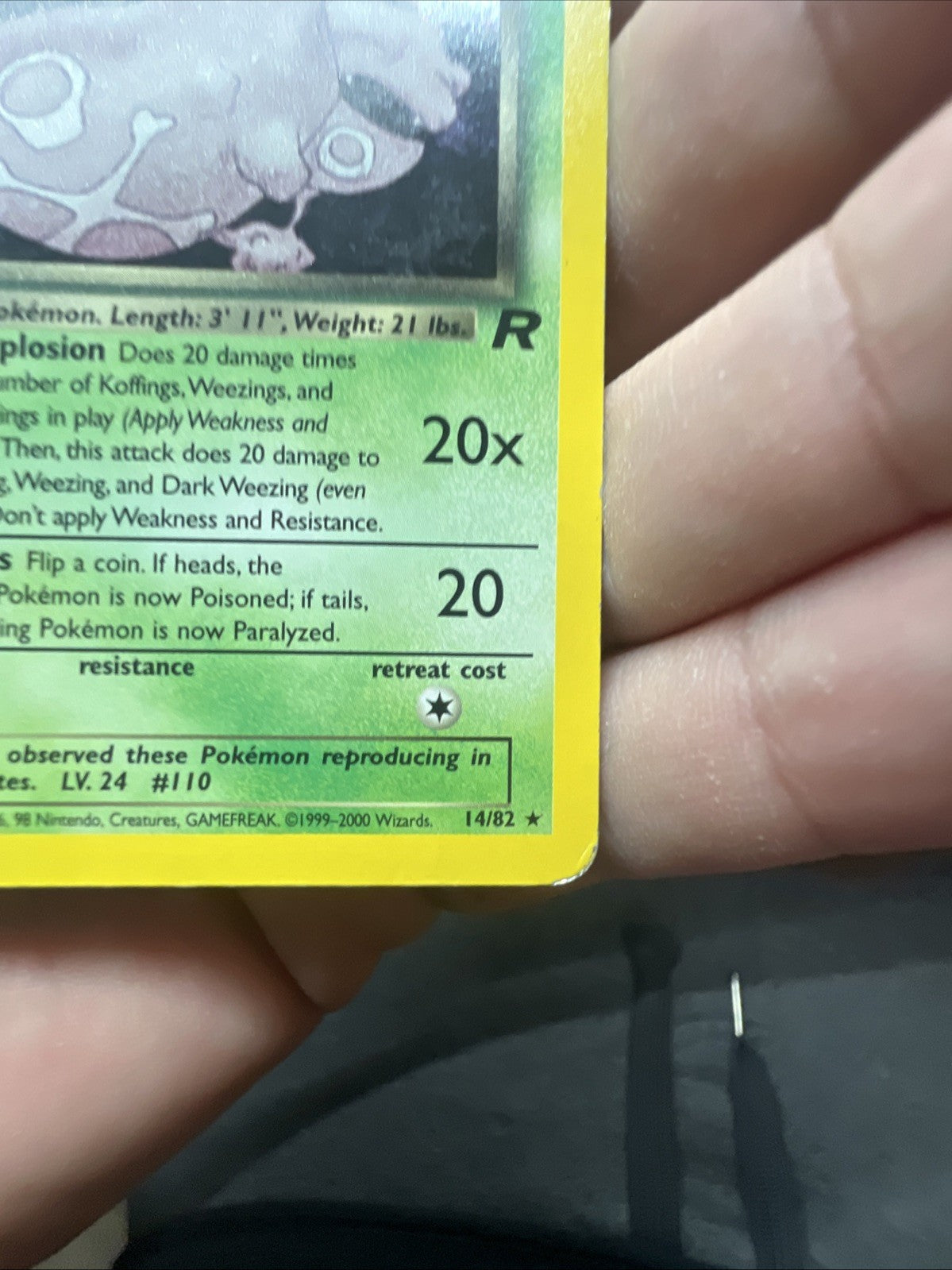 Pokemon Dark Weezing 1st Edition 14/82 – Team Rocket – Holo Rare – Heavy Play