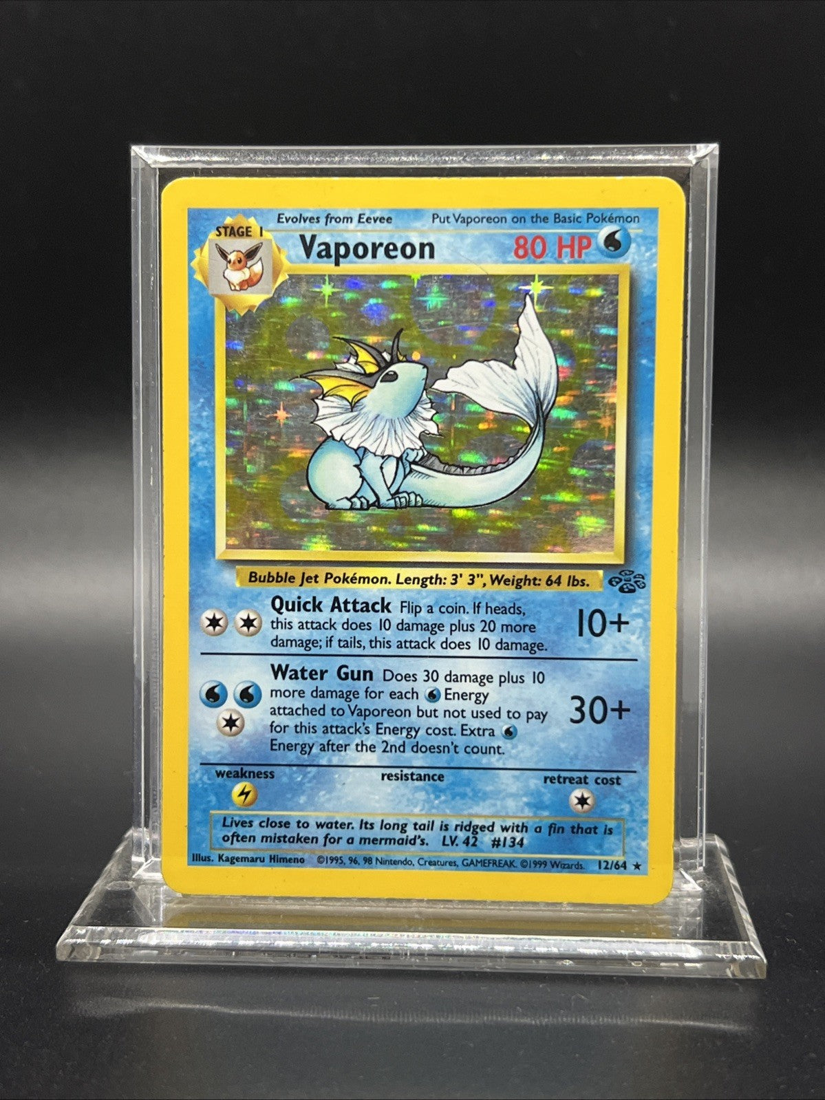 Vaporeon 12/63 Jungle Holo HEAVY PLAY Pokemon (D)