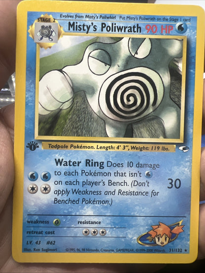 Pokemon Misty's Poliwrath 1st Edition 031/132 Gym Heroes Rare - LIGHT PLAY