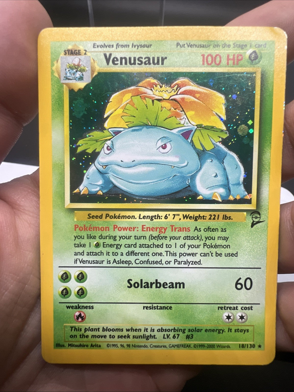 Pokemon Venusaur 018/130 – Base Set 2 – Holo Rare – Moderate Play
