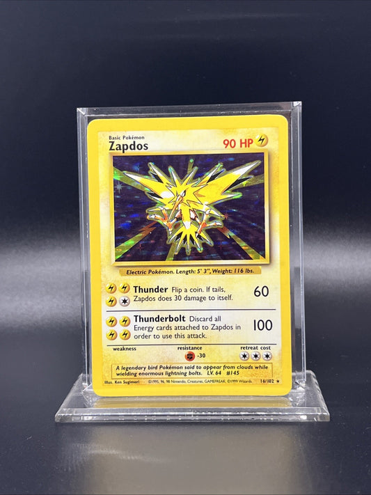 Pokemon Zapdos 016/102 Base Set Holo - HEAVY PLAY (B)