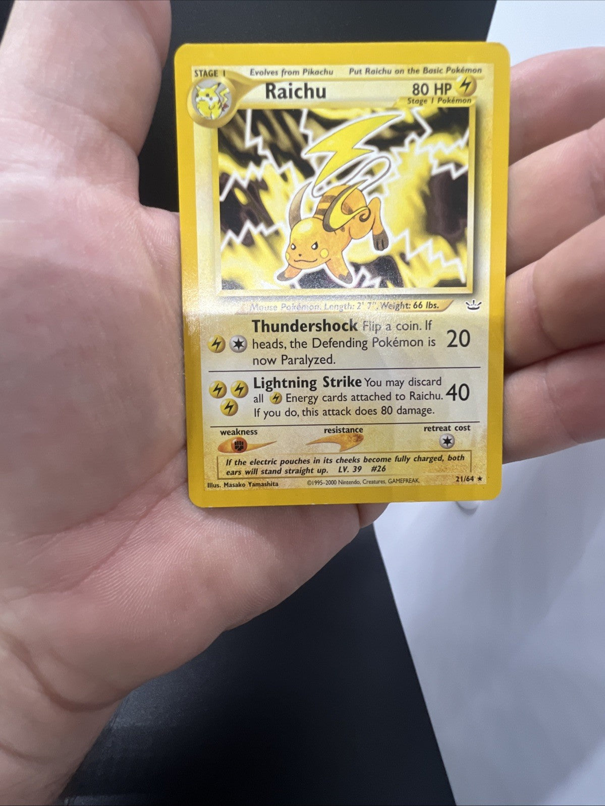 Raichu 21/64 Neo Revelation Non Holo MOD PLAY Pokemon (B)