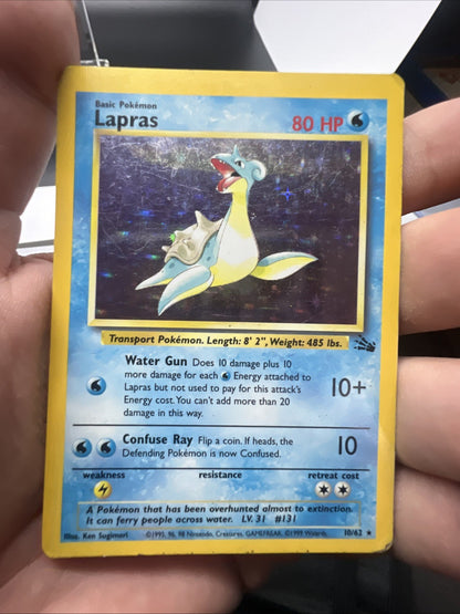 Pokemon Lapras 10/62 – Fossil – Holo Rare – Heavy Play (B)
