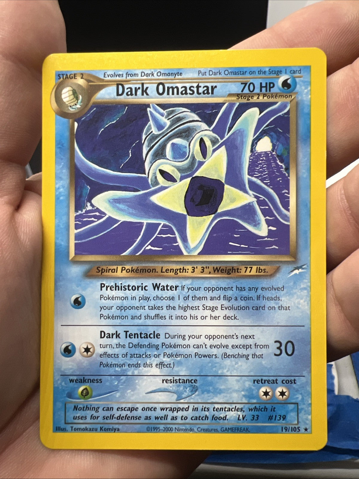 Pokemon Dark Omastar 19/105 Neo Destiny Rare - LIGHT PLAY