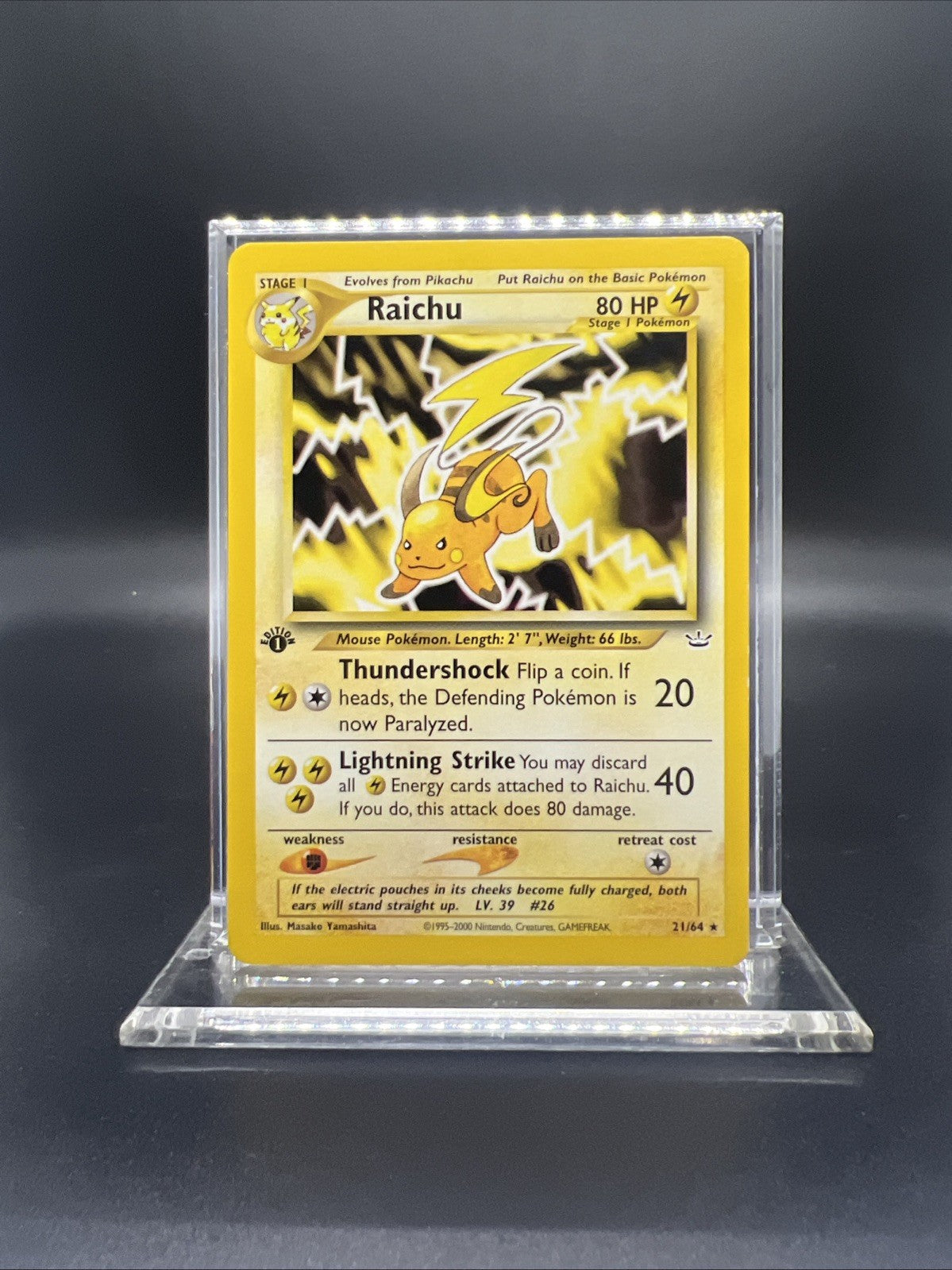 Pokemon Raichu 1st Edition 21/64 Neo Revelation Rare - MOD PLAY