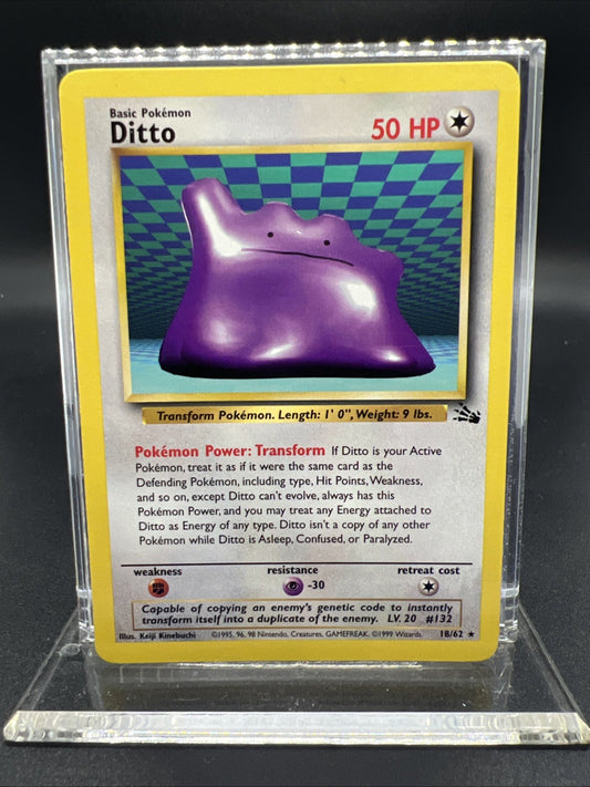 Pokemon Ditto 18/62 Fossil Rare Non Holo - LIGHT PLAY