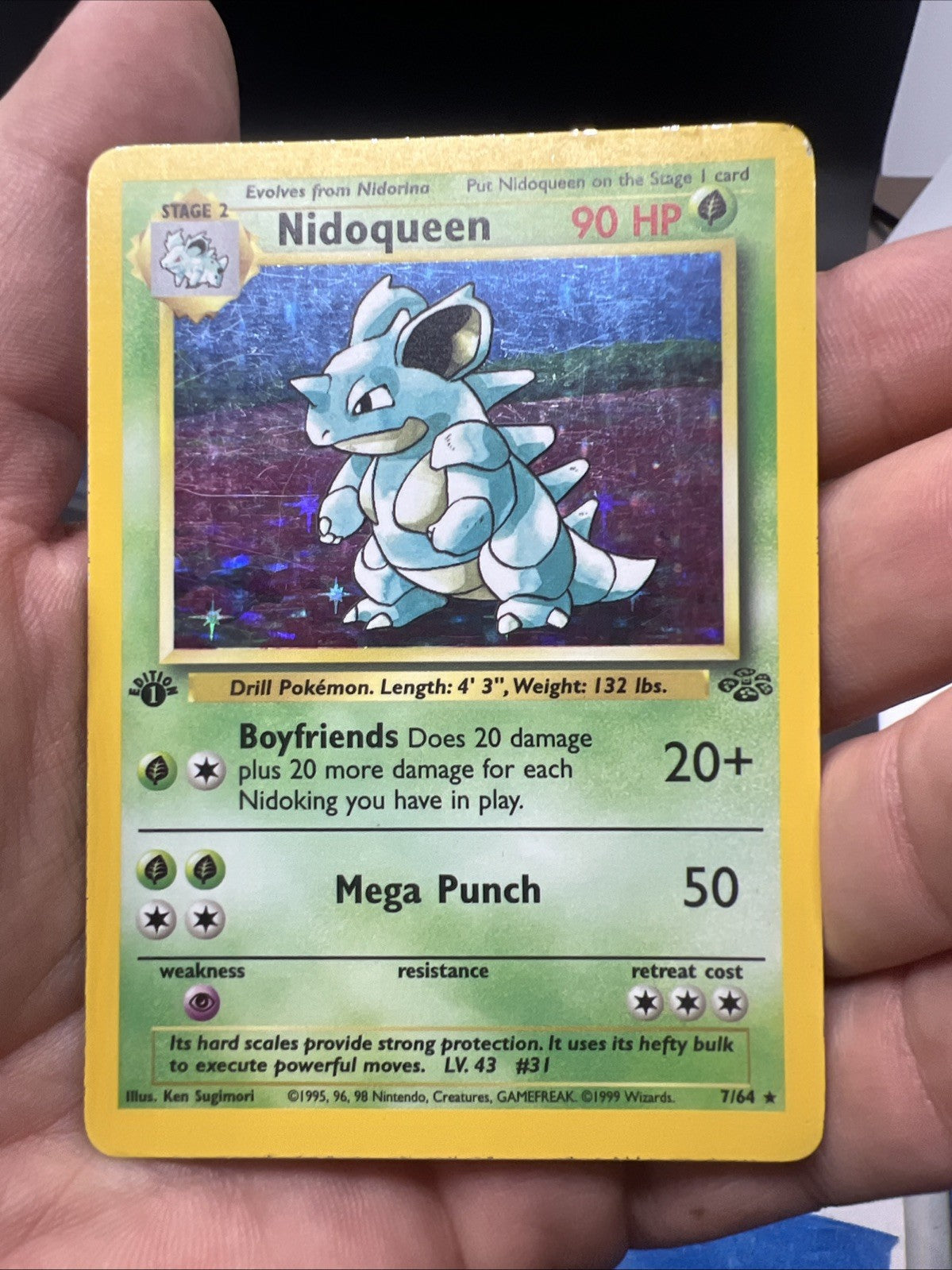 Pokemon Nidoqueen 009/64 1st Edition Jungle Holo - HEAVY PLAY