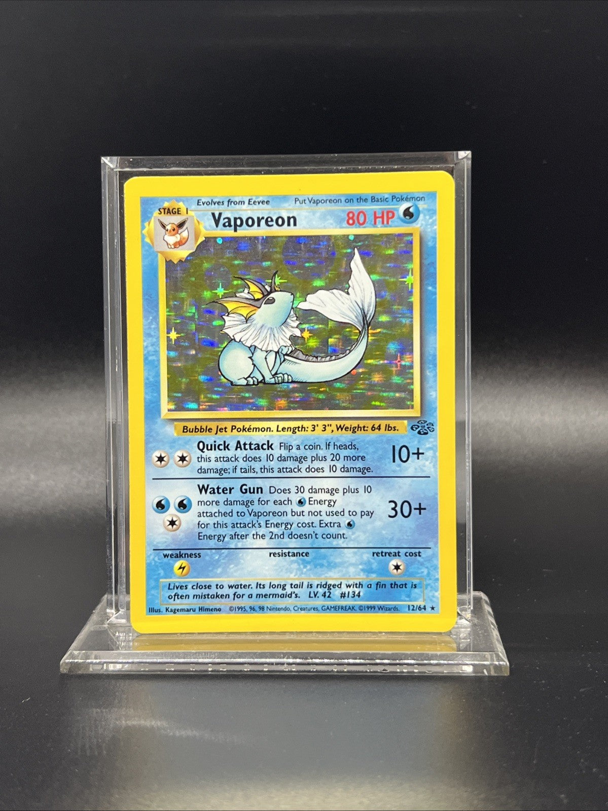 Pokemon Vaporeon 12/64 Jungle Holo - HEAVY PLAY (C)