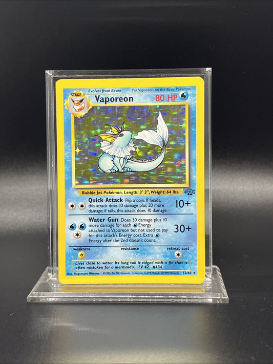 Pokemon Vaporeon 12/64 Jungle Holo - HEAVY PLAY (C)